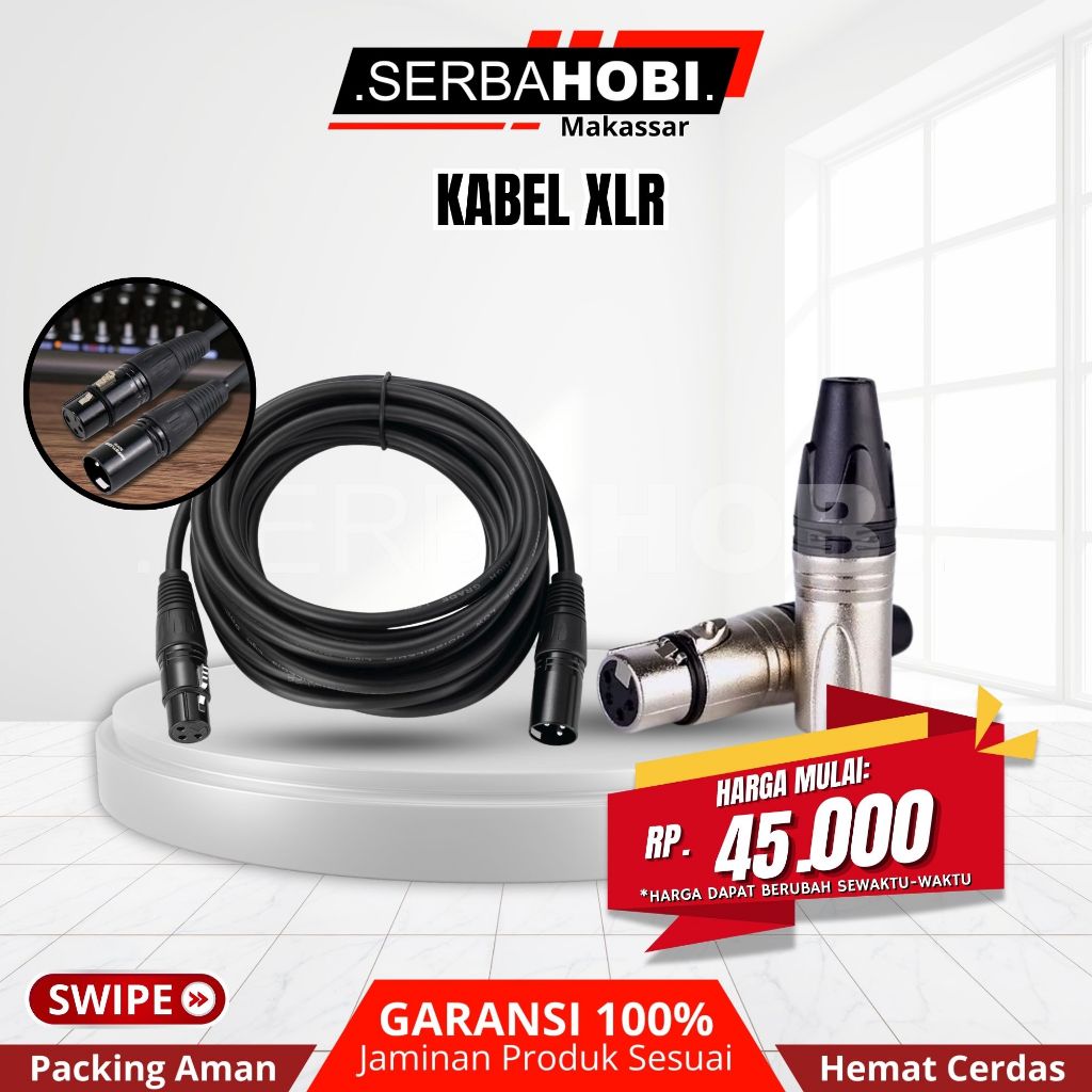KABEL XLR MIC / KABEL XLR MALE FEMALE / KEPALA XLR