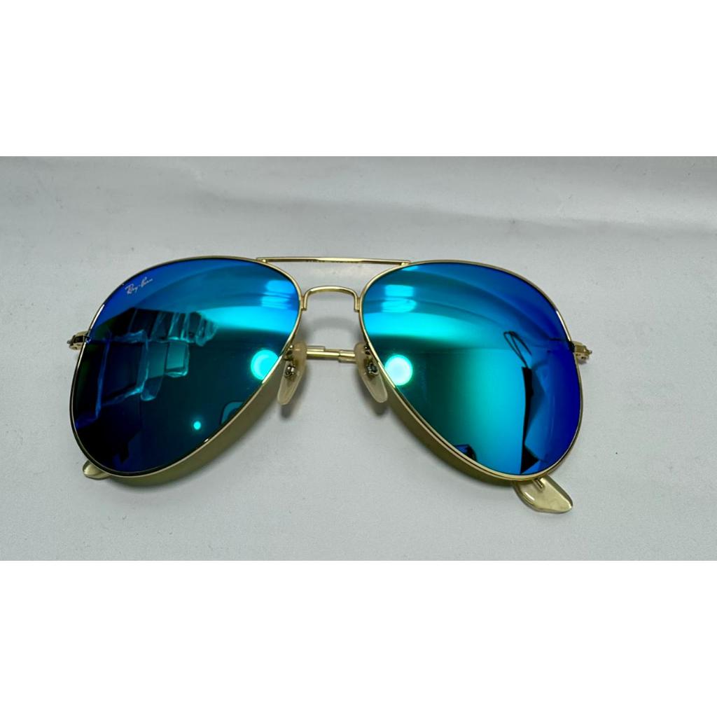 Kacamata Rayban Aviator RB3025 Size 58 Large Metal Matte Gold blue