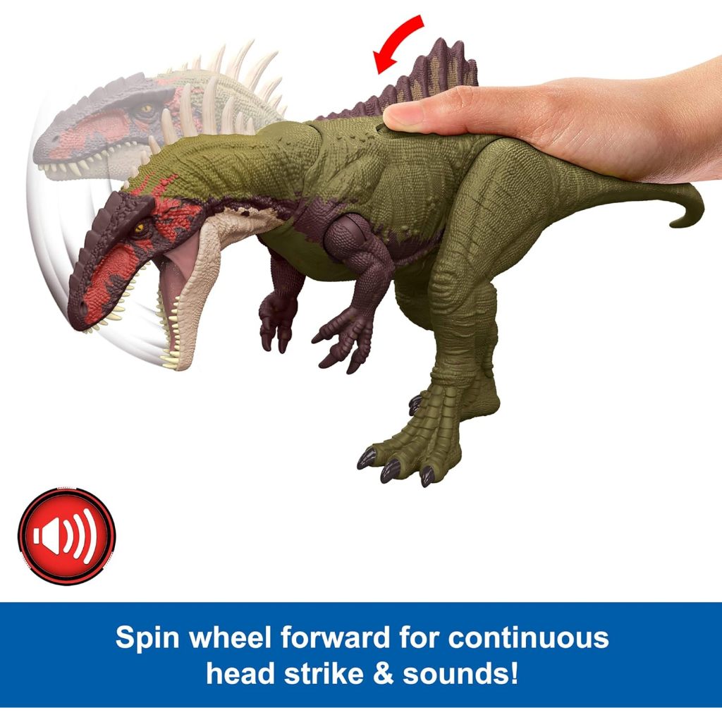Mattel Jurassic World Chaos Theory Battle Roarin’ Becklespinax Dinosaur Action Figure Toy, Rampage H