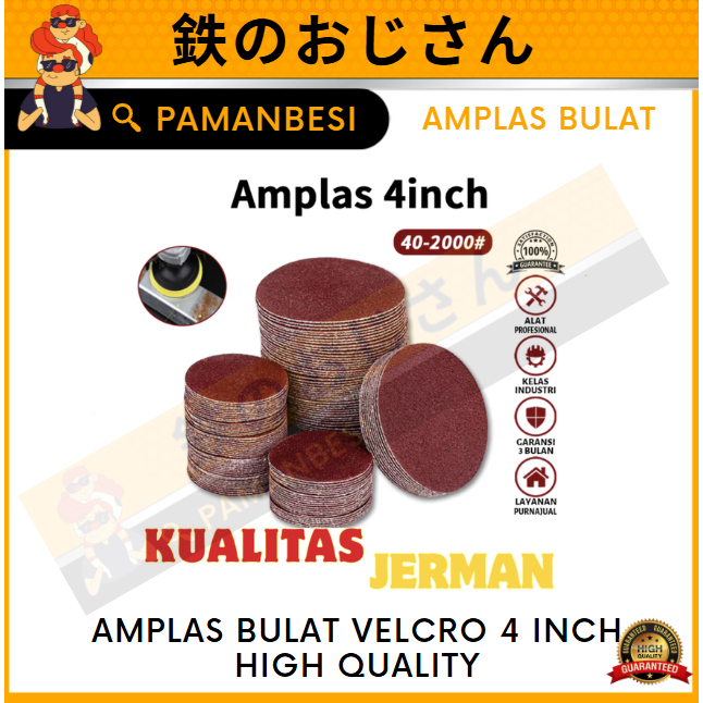 Amplas bulat Velcro 4 Inch Grit Grid Amplas Bulat Velcro Ukuran 4 Inch Grit Ukuran 40, 60, 80, 100, 