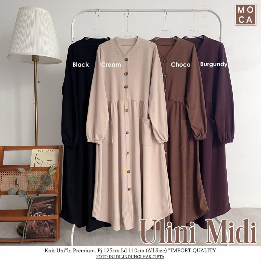 Ulini Midi Dress Jumbo Allsize Premium Knit Uniqlo Original moca berlabel