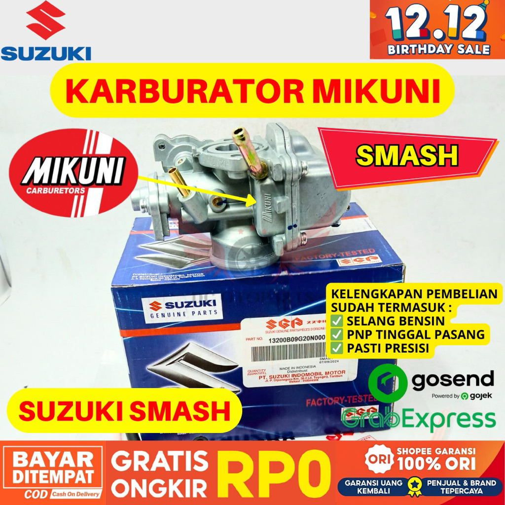 SMASH KARBURATOR SMASH MIKUNI ORIGINAL SUZUKI, KARBURATOR ORIGINAL SHOGUN 110, KARBURATOR SHOGUN 125