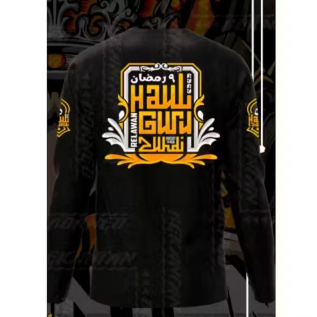 Kaos Lengan Panjang Relawan Haul Guru Abah Zuhdi Corak Oren