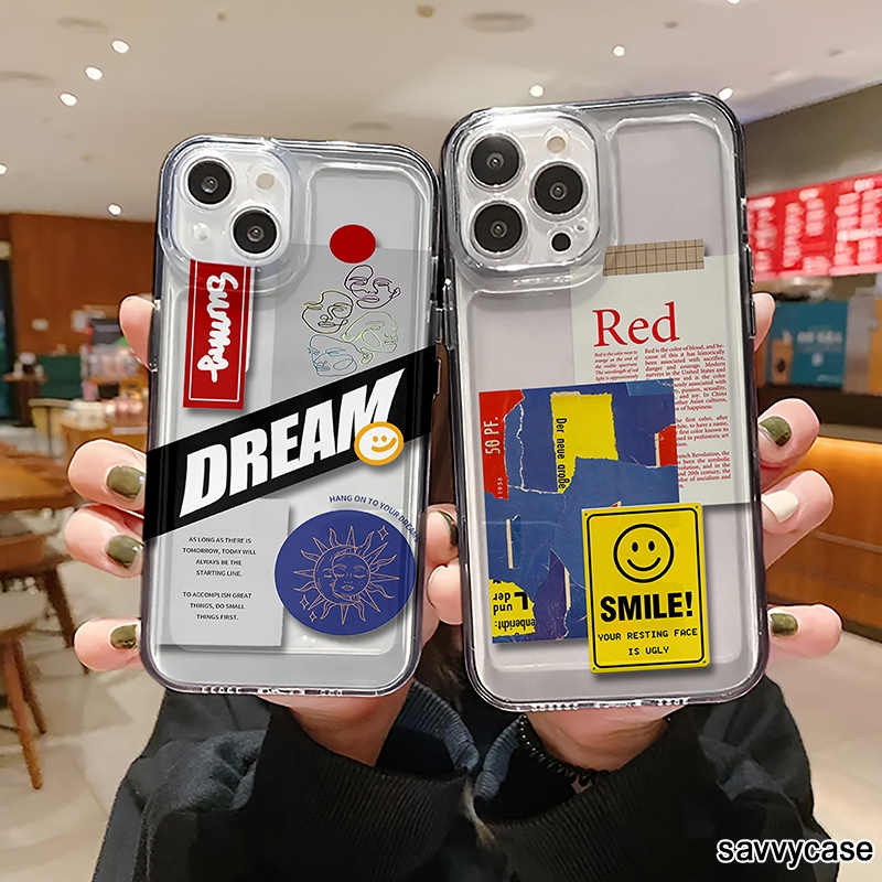 CASE CASING CLEAR AIR BAG MOTIF DREAM SMILE COMPATIBLE FOR VIVO Y71 Y75 Y81 Y83 Y91 Y91C Y93 Y95 Y10