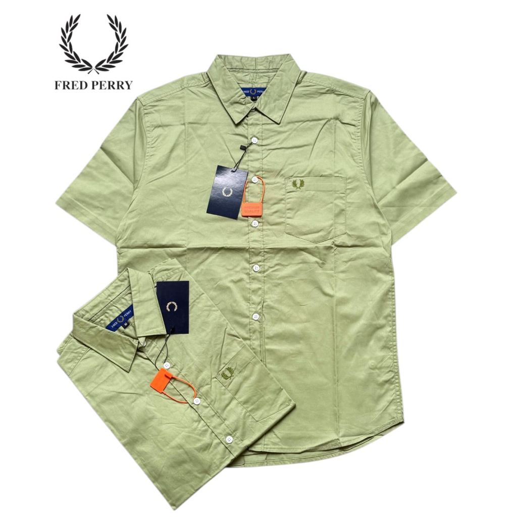 kemeja polos fred perry lengan pendek