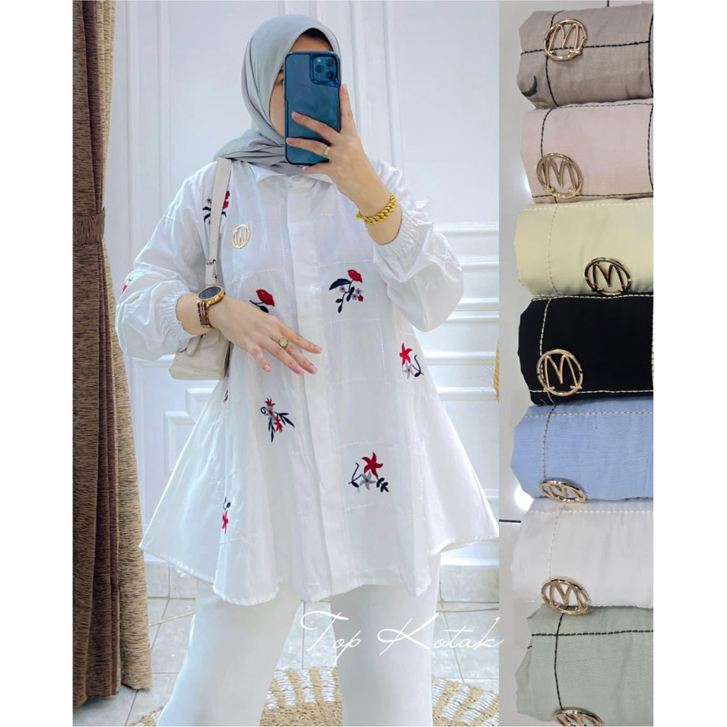 Atasan winody top kotak / KEMEJA KATUN BORDIR WINODY / atasan winody sakura / ATASAN WINODY / ATASAN