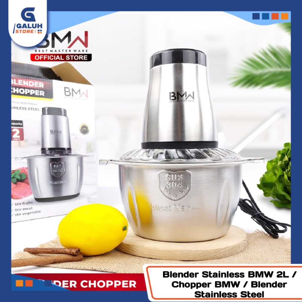 Chopper Blender Daging - Penggiling Daging & Bumbu Multifungsi / Stainless Steel Blander 2L BMW
