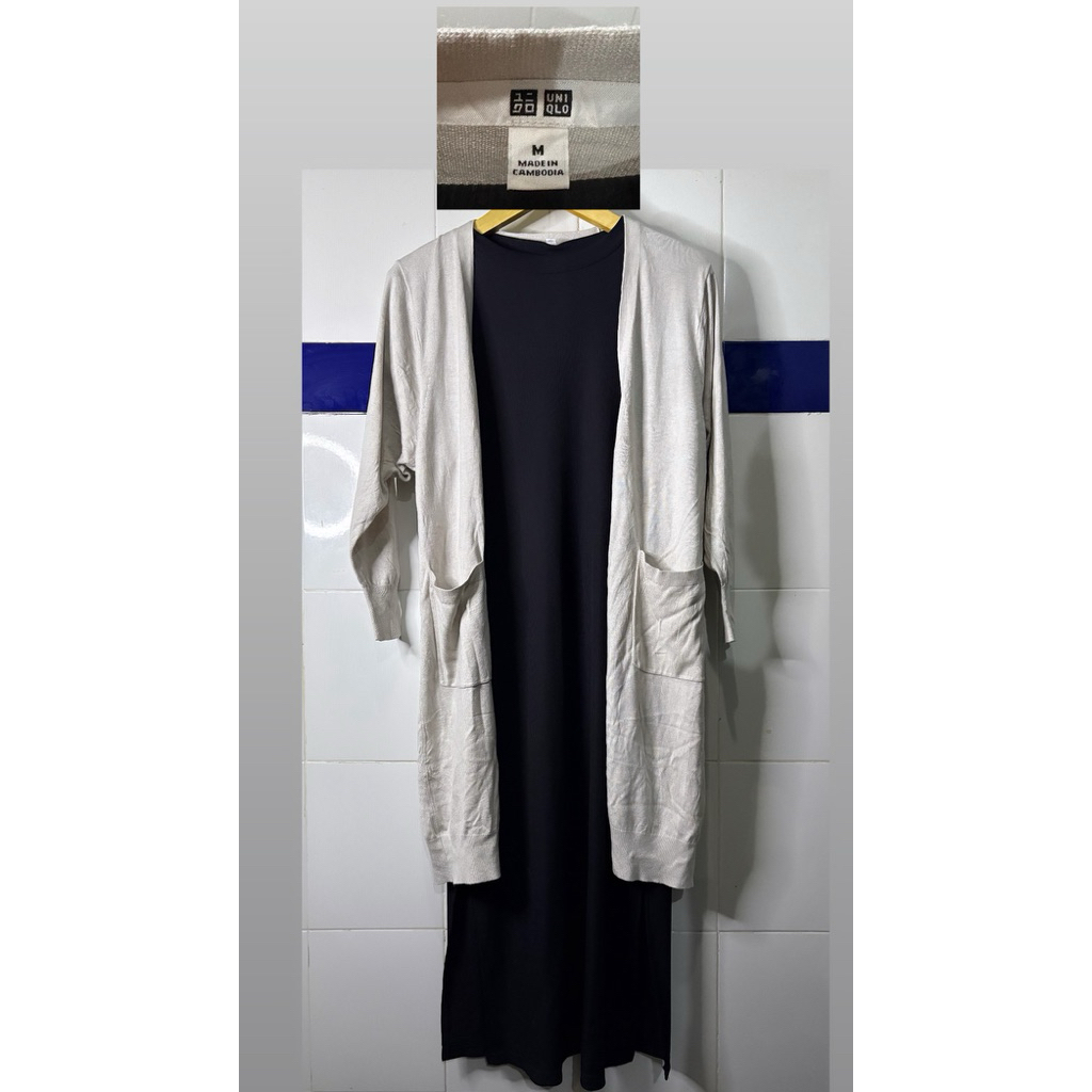cardigan uniqlo vneck size M warna abu