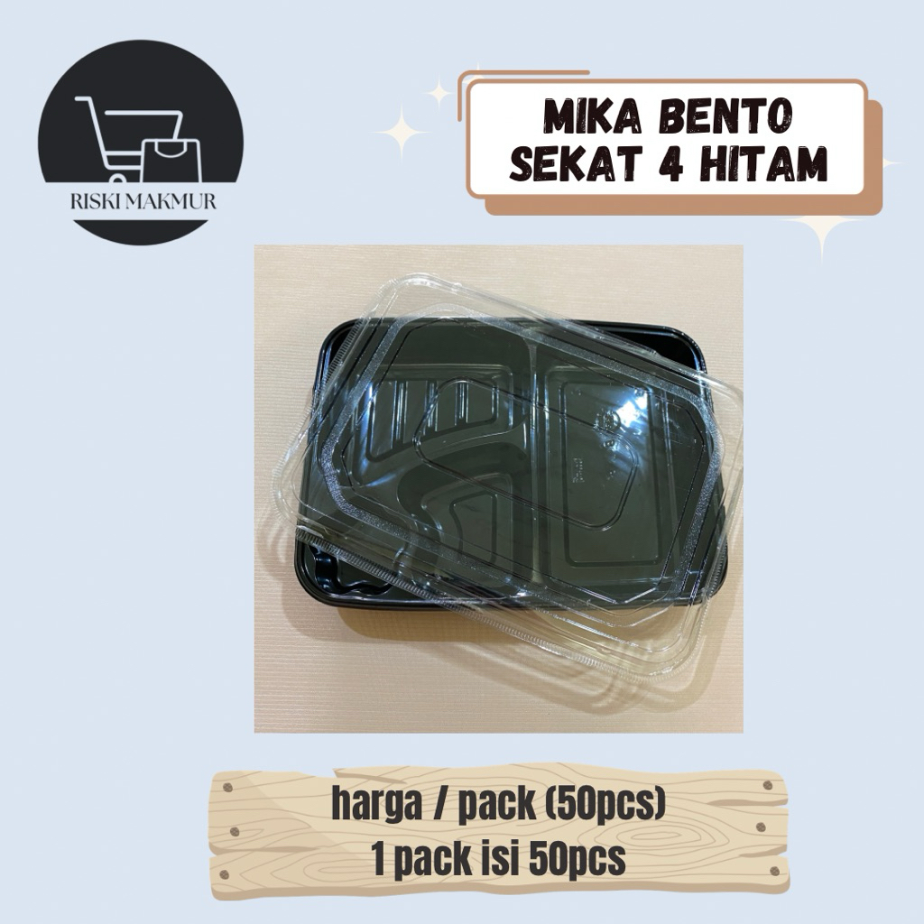 MIKA BENTO SEKAT 4 / MIKA BENTO HITAM / BENTO BOX