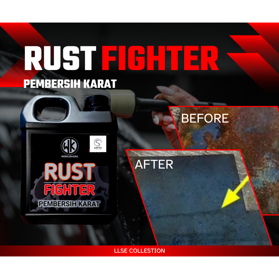 WK RUST FIGHTER Pembersih Kerak Karat Penghilang Karat UK 1 Liter Aman di Kulit Non-HCL