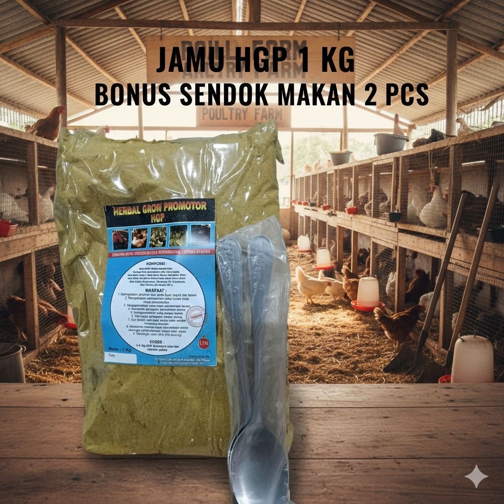 JAMU HGP 1 KG + 2 PCS SENDOK MAKAN Jamu ternak Unggas & Ruminansia