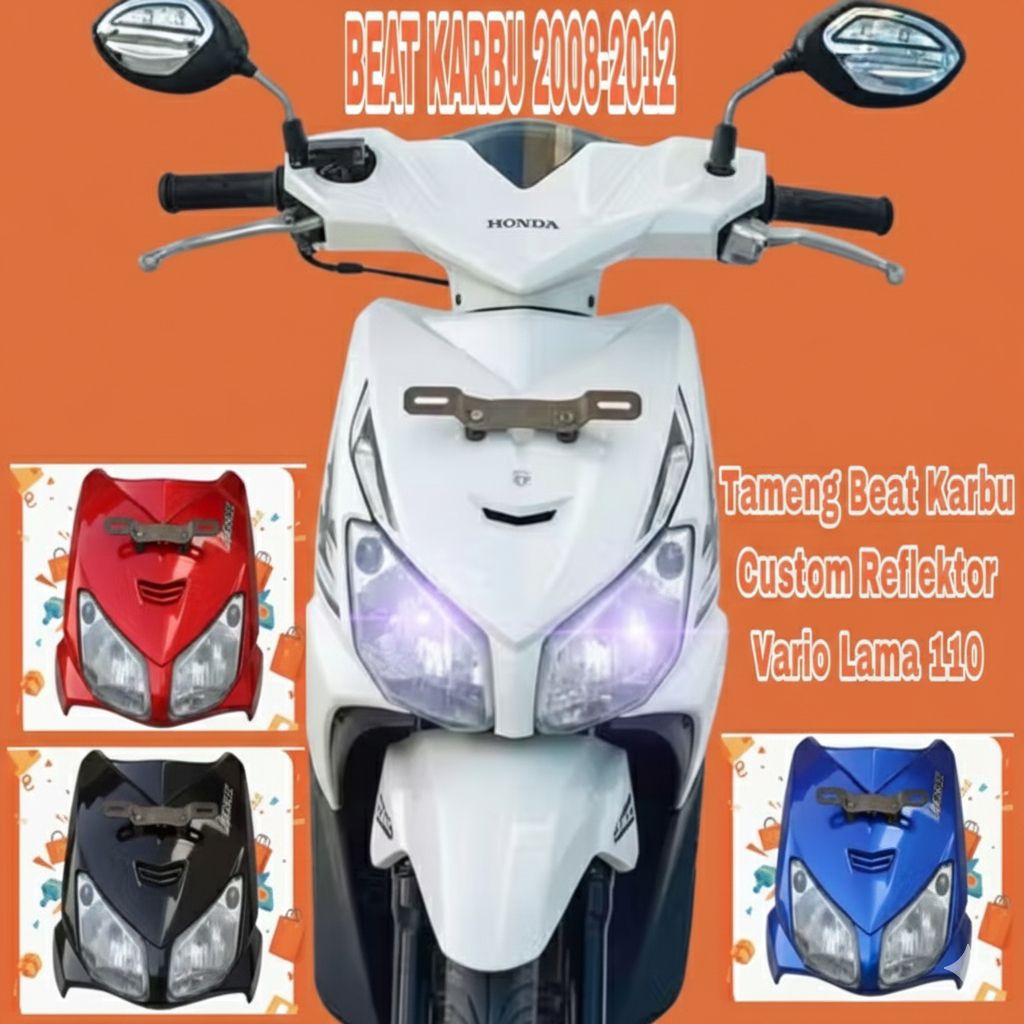 Tameng Fairing Beat Karbu 2008-2012 Custom Lampu Mata 2 Reflektor Vario lama