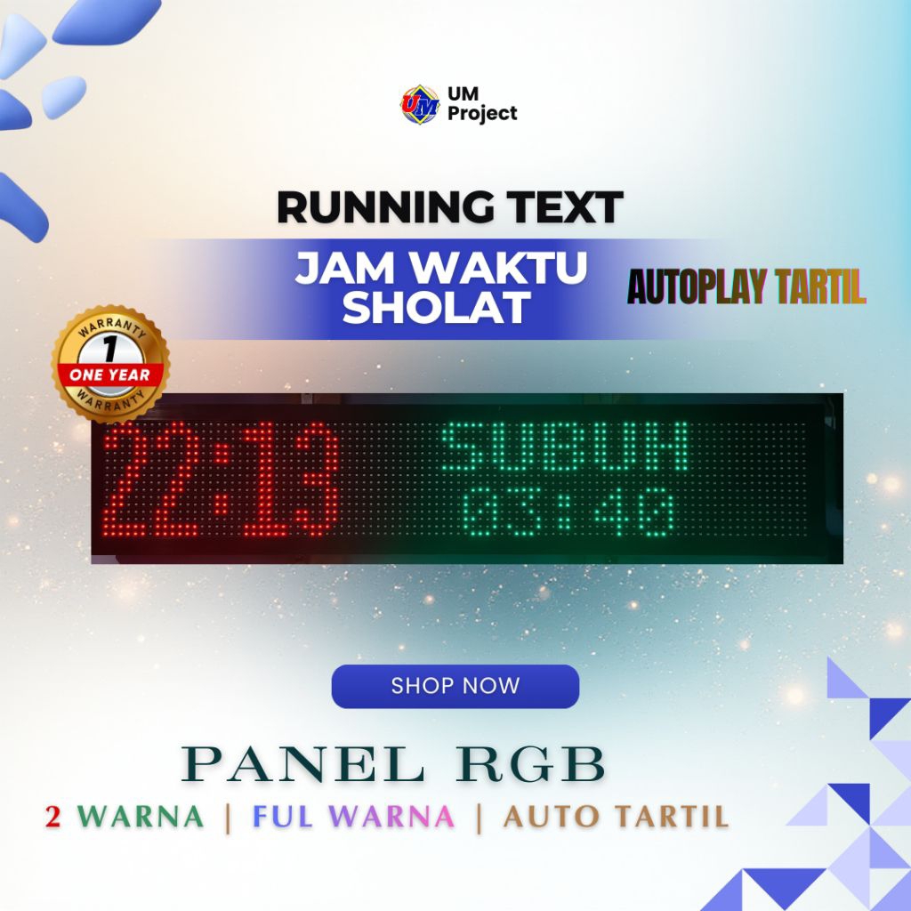 RUNNING TEXT JWS (JAM WAKTU SHOLAT) dua warna