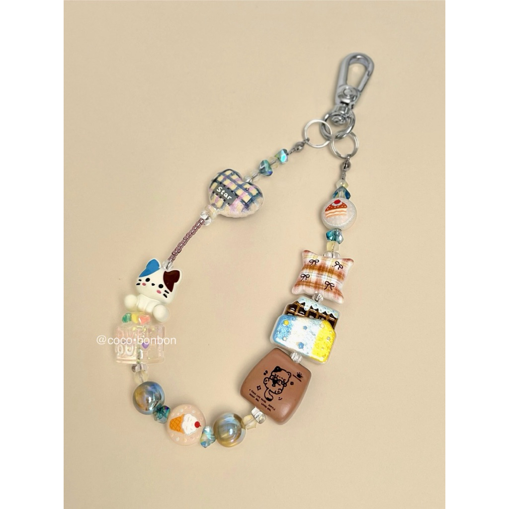 Neko Coffee Shop Phone Strap / Bag Charm Lucu / Cat Bag Charm / Cat Phone Strap / Coffee Bag Charm /