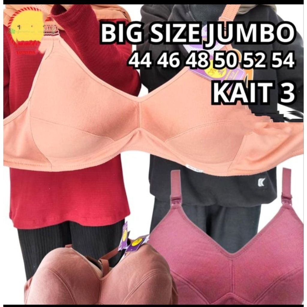 Bra Bh SUPER JUMBO tanpa busa tanpa kawat kaot 3 ukuran 52-54 / full cup / bahan katun / tali lebar 