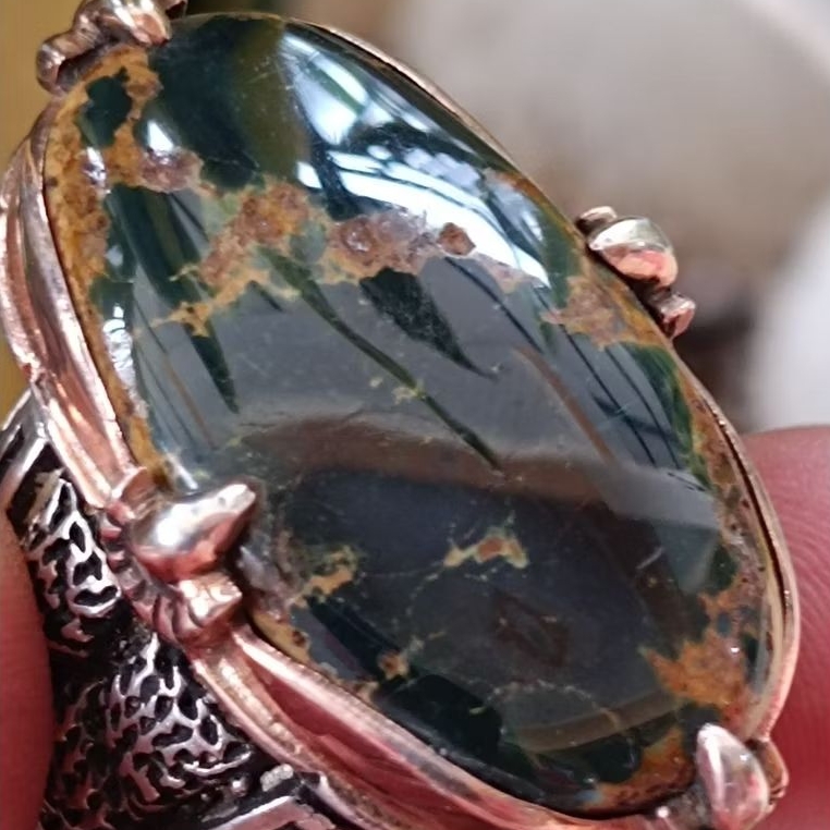 Pirus Persia ijo kedondong serat emas Ring Perak Jumbo