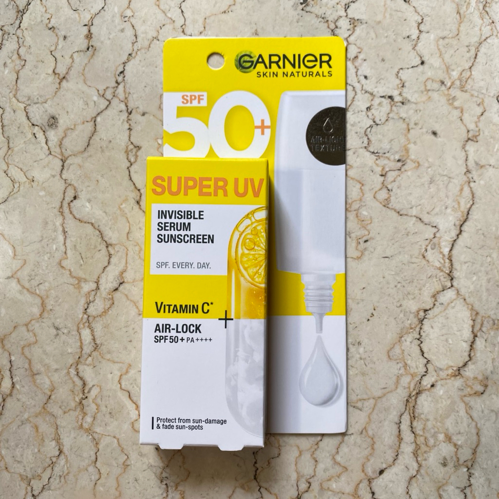 Garnier super UV invisible serum sunscreen 30ml vitamin C matte natural finish SPF 50