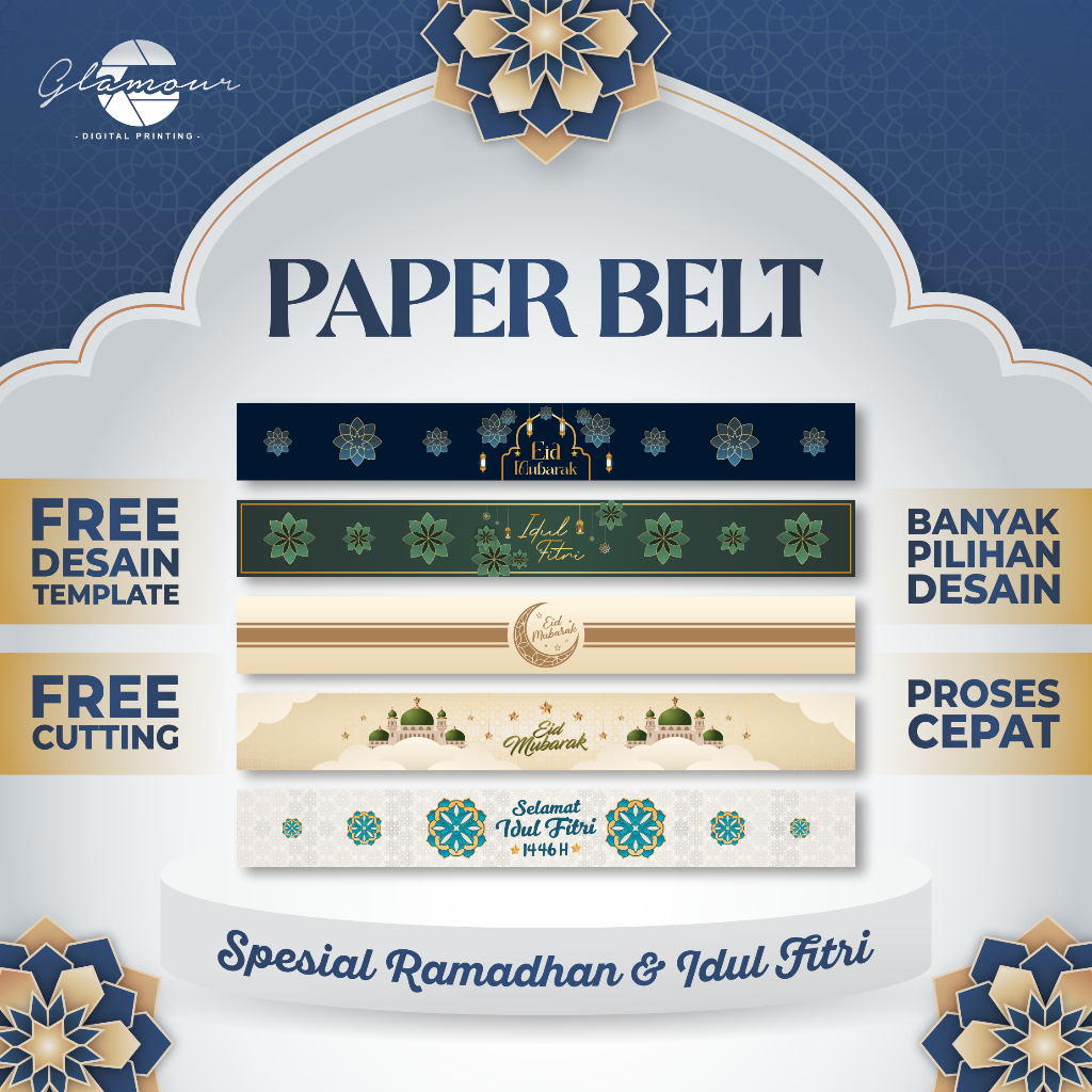 Paper Belt Lebaran Idul Fitri | Label Hampers | Paper Sleeve | Packaging Sleeve | Paper Belt Free Te