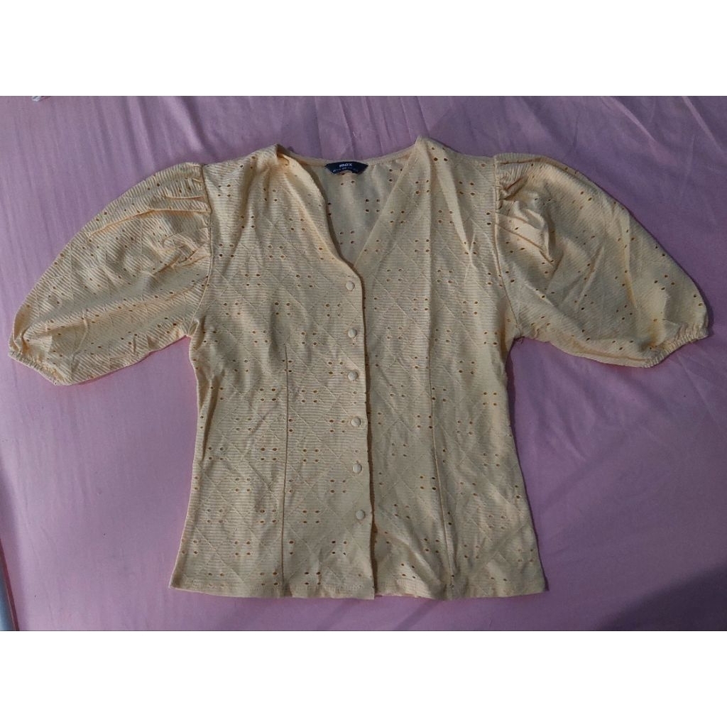 Blouse Puff Sleeve Broderie Kuning | Max Fashion clearance sale
