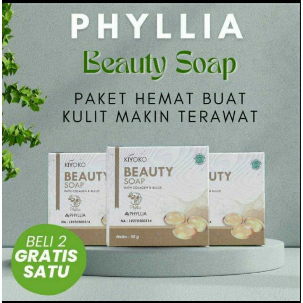 Sabun Kiyoko Beauty Soap Brightening by Phyllia Promo Beli 2 Gratis 1 - Untuk Kulit Berjerawat / Kus