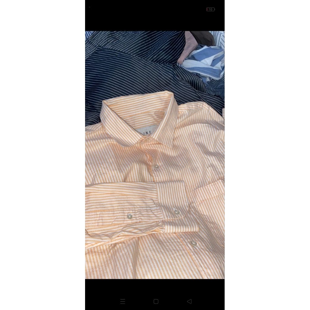 kemeja salur wanita lengan panjang || kemeja salur