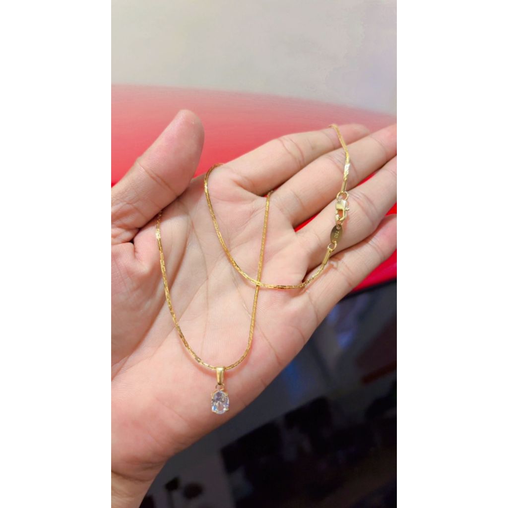 Kait Lobster Embos 750 - Kalung Permata Lonjong Rantai Italy Santa Kalung Titanium / Kalung Wanita /