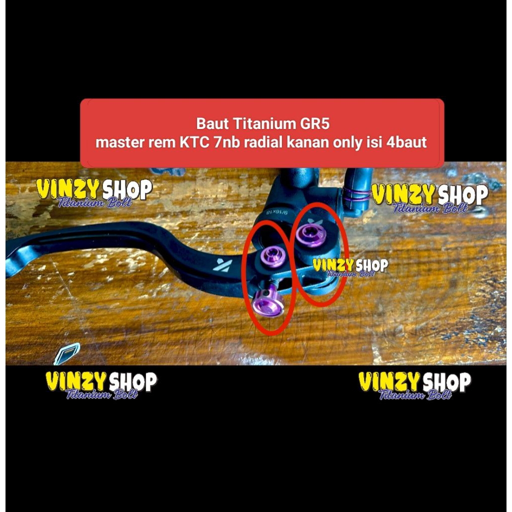 Baut Titanium GR5 Master Rem KTC 7nb radial kanan only isi 4baut