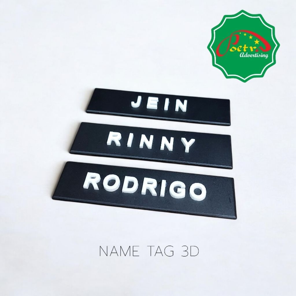 Papan Nama Dada Timbul Custome / Name Tag Timbul 3D Akrelik / Papan Nama Acrelik 3D
