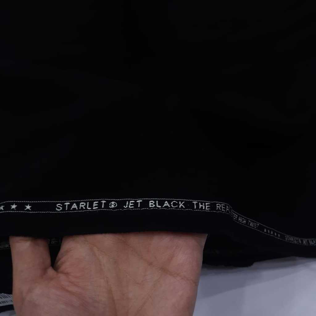 Kain Jet Black Starlet / Kain /.Bahan  Celana Hitam Pekat