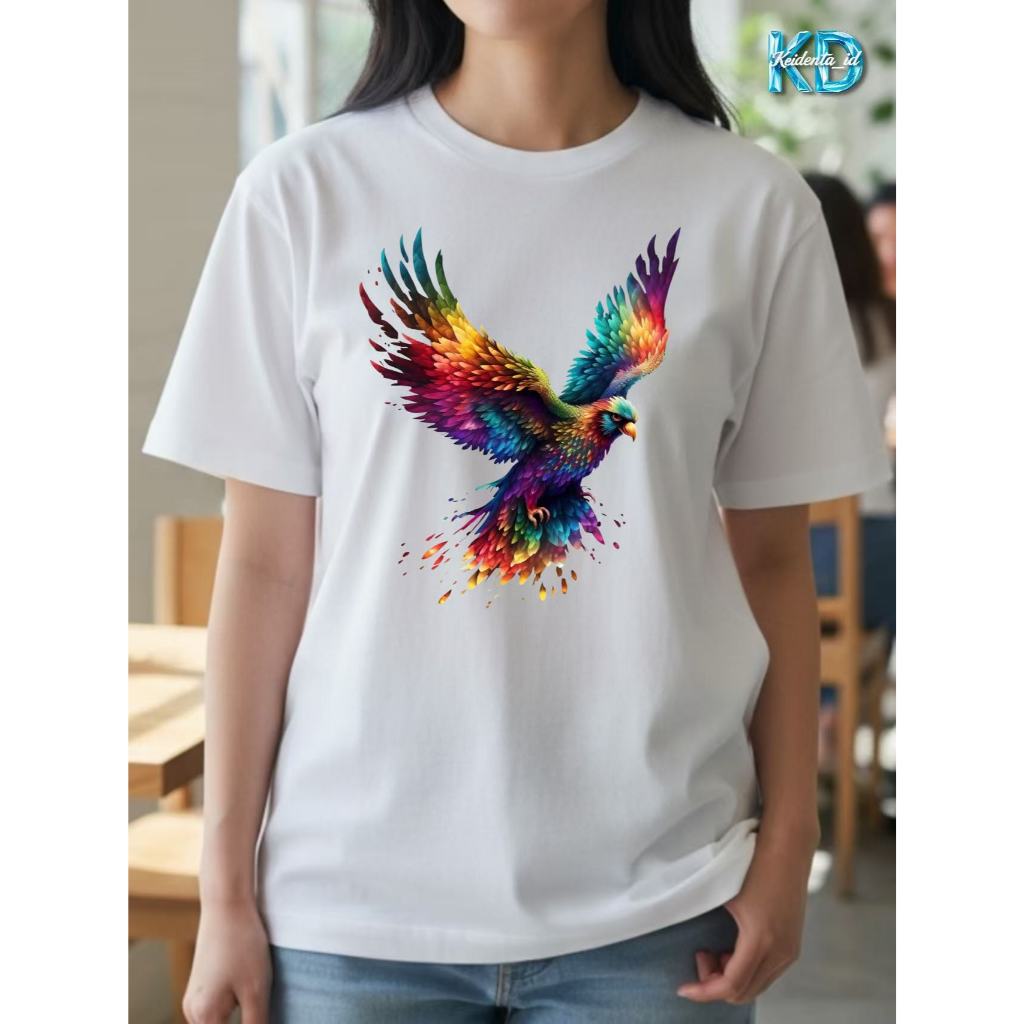 KEIDENTA - Kaos Premium Cotton COMBED 20s T-shirt BURUNG ELANG 3D K-986 Baju Atasan Pria/Wanita