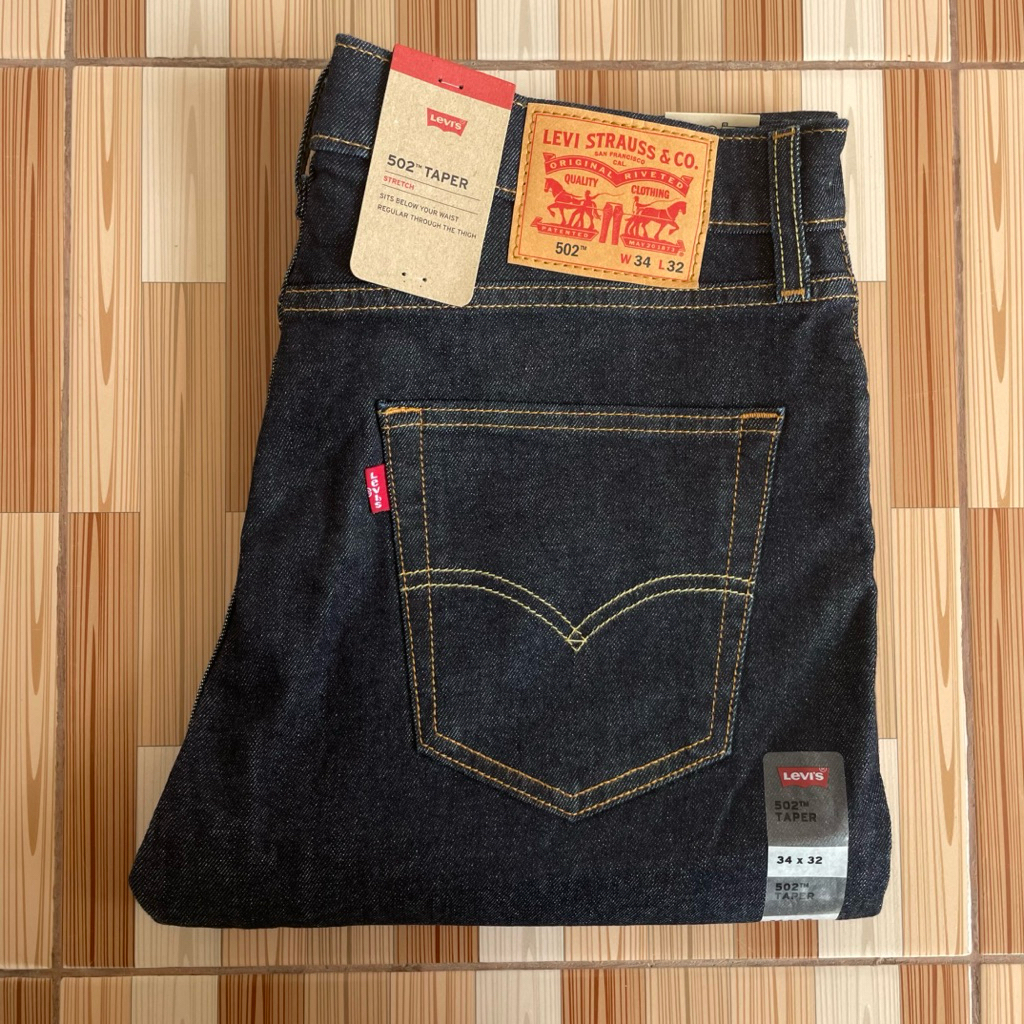 LEVIS 502 SELVEDGE / SIZE 34x32 SLIM TAPER BLACK INDIGO