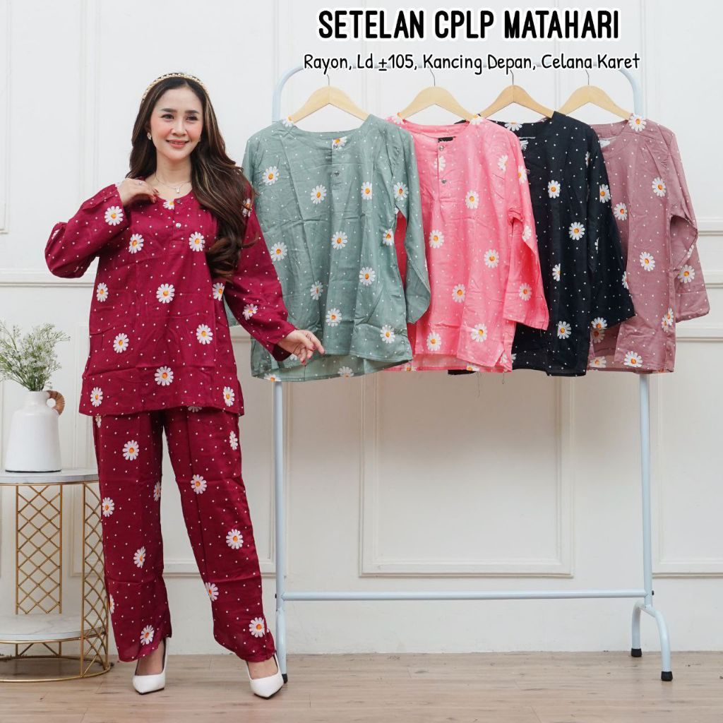 Baju Setelan Wanita One Set Batik Rayon Kekinian