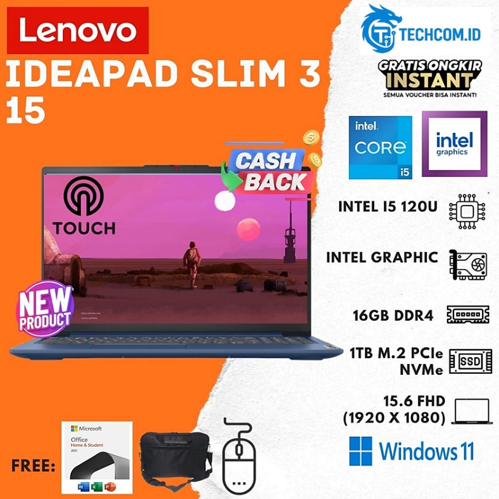 Lenovo Ideapad Slim 3 15 Touch CORE I5 120U 16GB 1TB SSD W11 15.6FHD