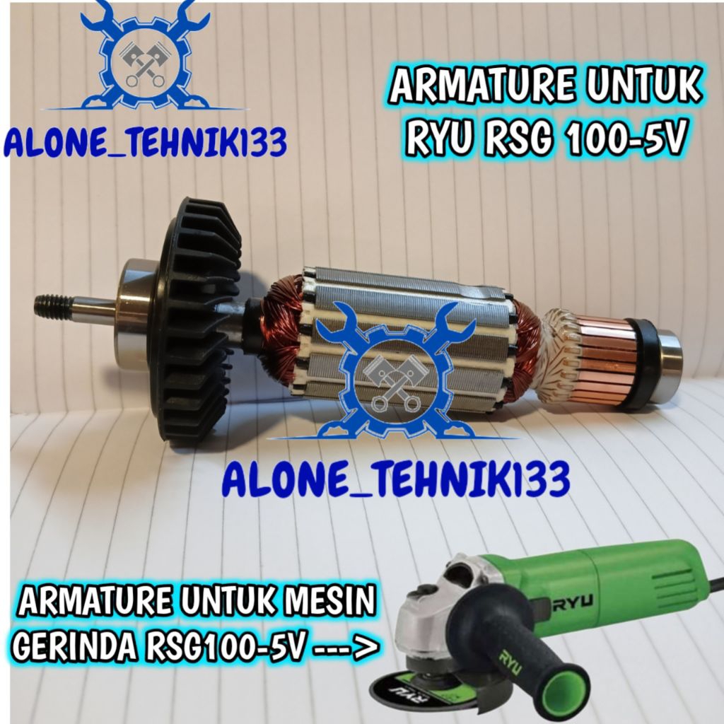 ARMATURE RYU RSG100-5V ANGKER MESIN GERINDA RYU 4INCH RSG100-5V ROTOR MESIN GERINDA RYU RSG100-5V
