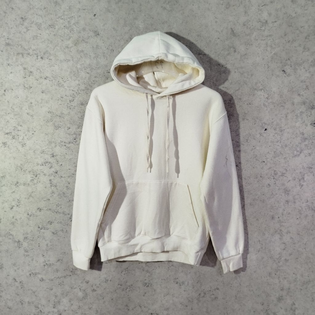 Pullover Hoodie Unisex FMJ INTERNATIONAL Putih Tulang Tebal Basic polos Casual Hoodie size XL