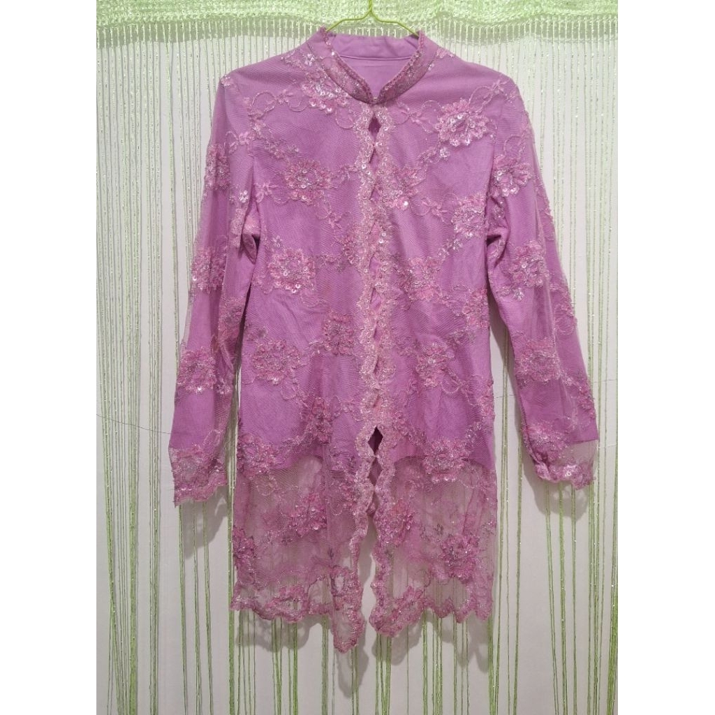 kebaya baju pesta tunik wanita pink fuschia