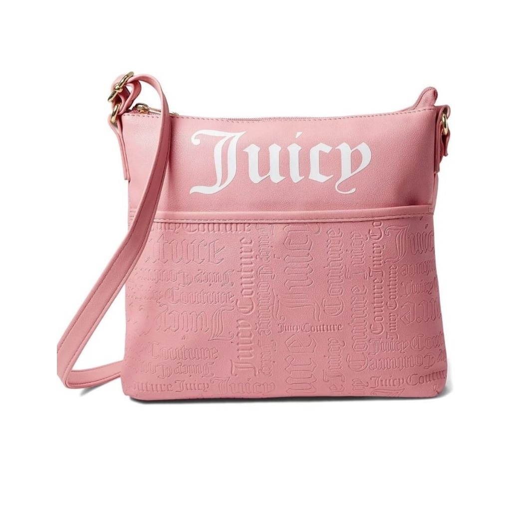 JUICY COUTURE DEBOSS PINK LOGO CROSSBODY BAG