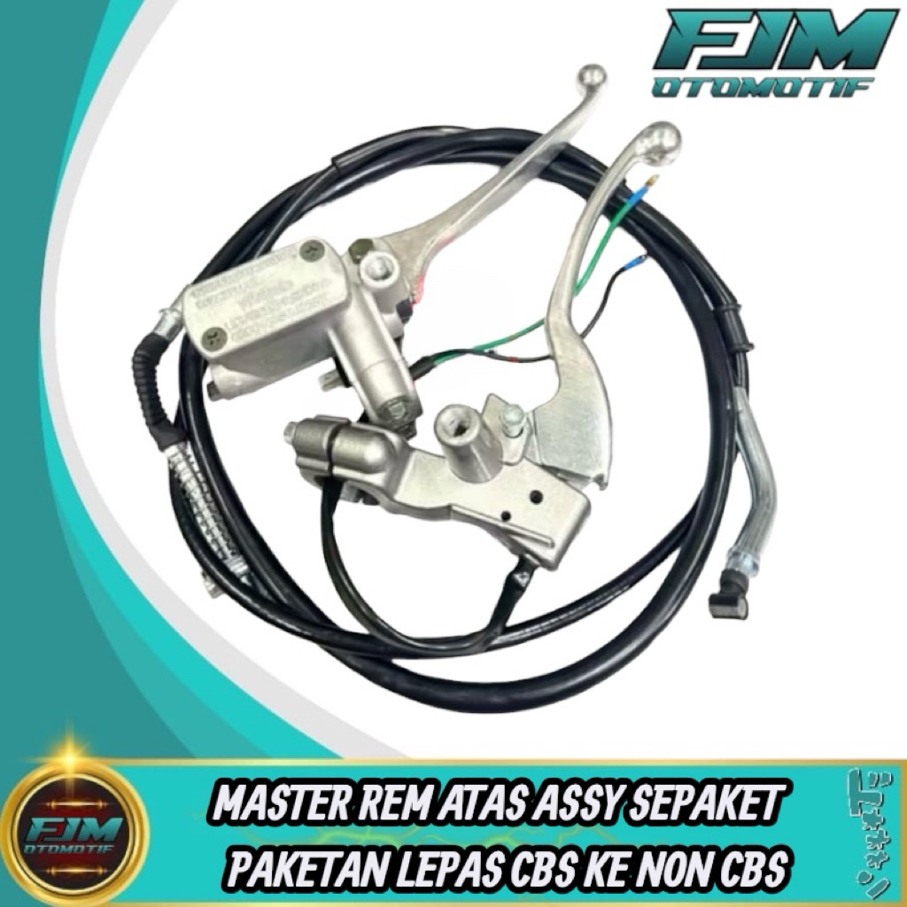 Master rem atas assy sepaket Vario 125 + Dudukan spion kiri + handle rem kiri + kabel rem belakang +