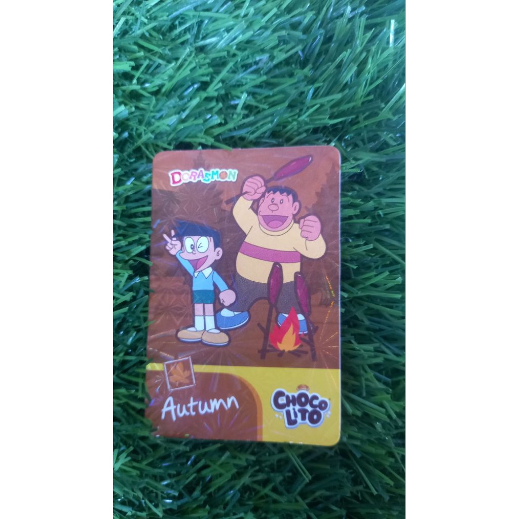 Kartu Doraemon x choco lito Langka edisi Giant dan suneo hologram Free Bonus