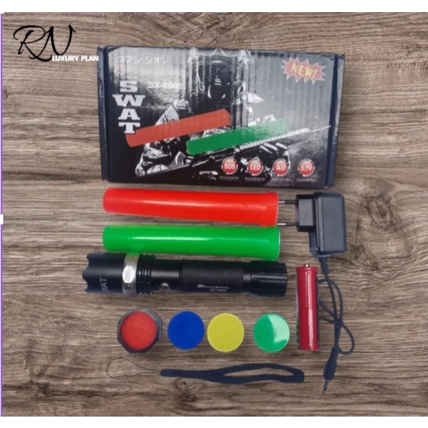 Senter LED BAHAN ALUMUNIUM - Tahan Air, Baterai Tahan Lama, 3 Mode Pencahayaan