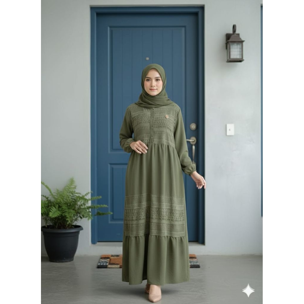 Velissa gamis crinkle brokat Malika/Velissa dress gamis dewasa model terbaru/gamis lebaran model mas