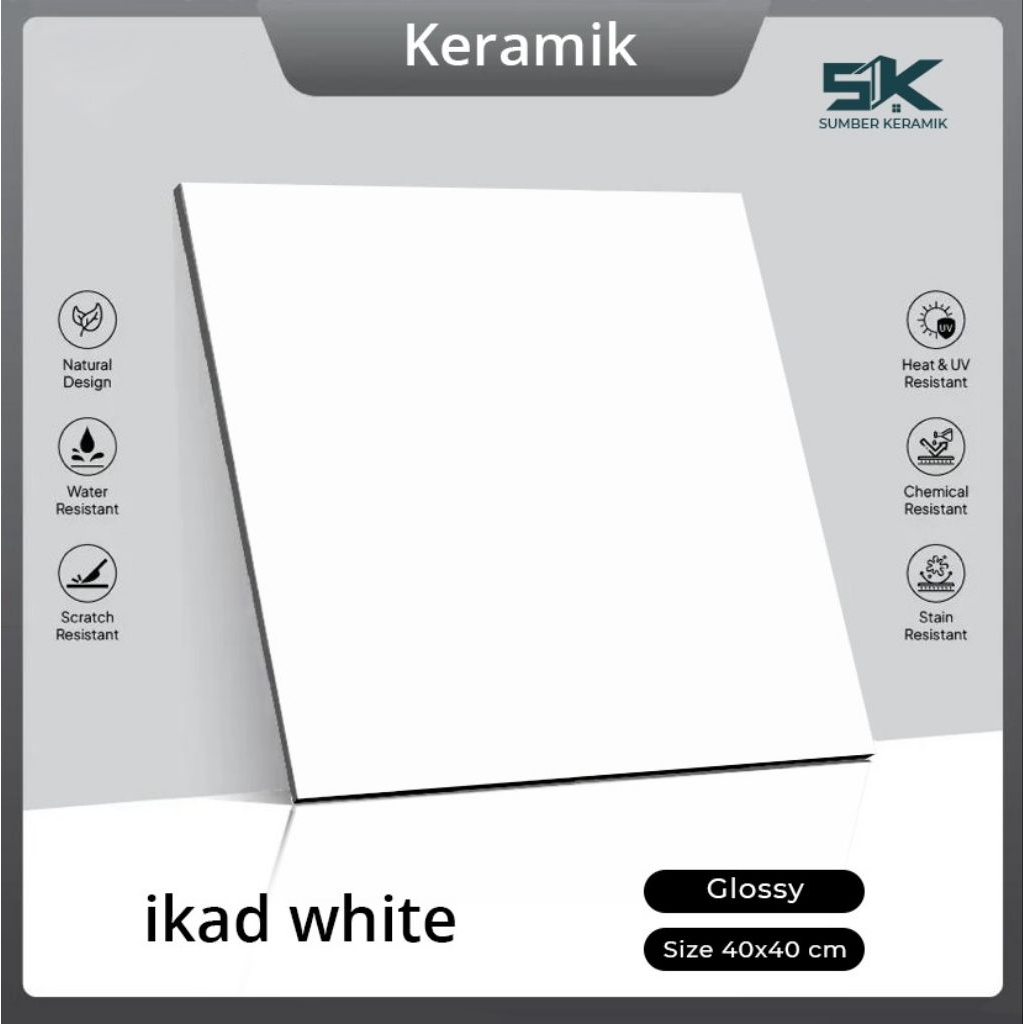 KERAMIK LANTAI IKAD WHITE 40X40