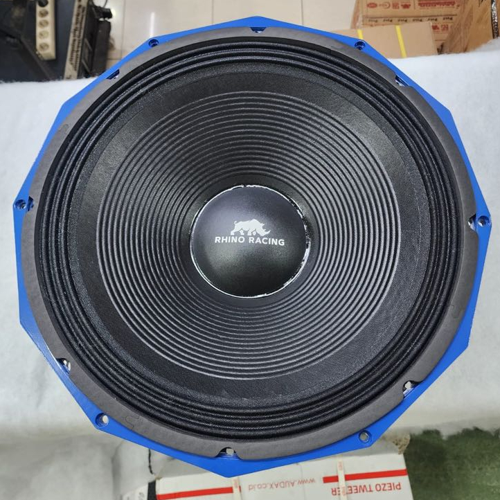 (MAGNET 28 CM) (PETI KAYU) Speaker Rhino Racing RR1880 MKII / RR 1880 MKII- SUBWOFER – VC 5 – Ferite Magnet 18 Inch – ORIGINAL