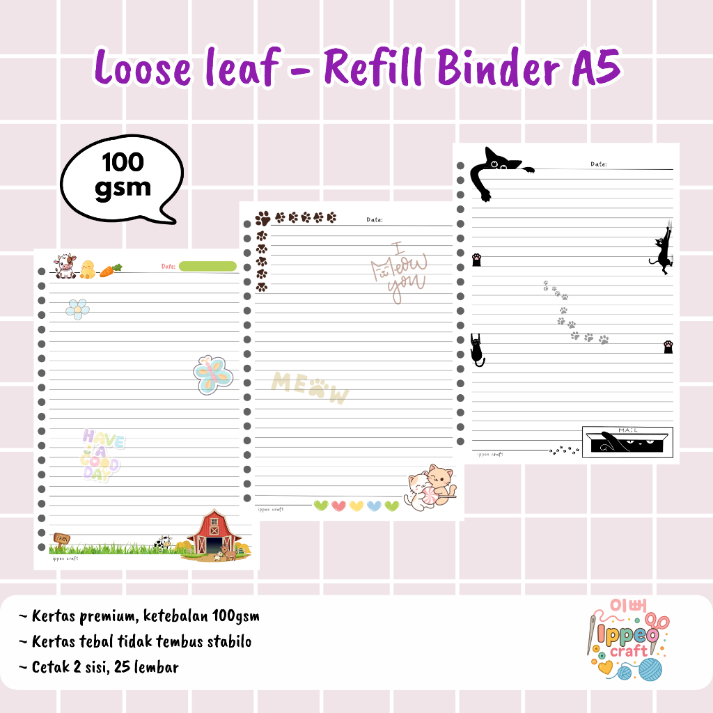 Loose Leaf Refill Isi Kertas Binder A5 Motif
