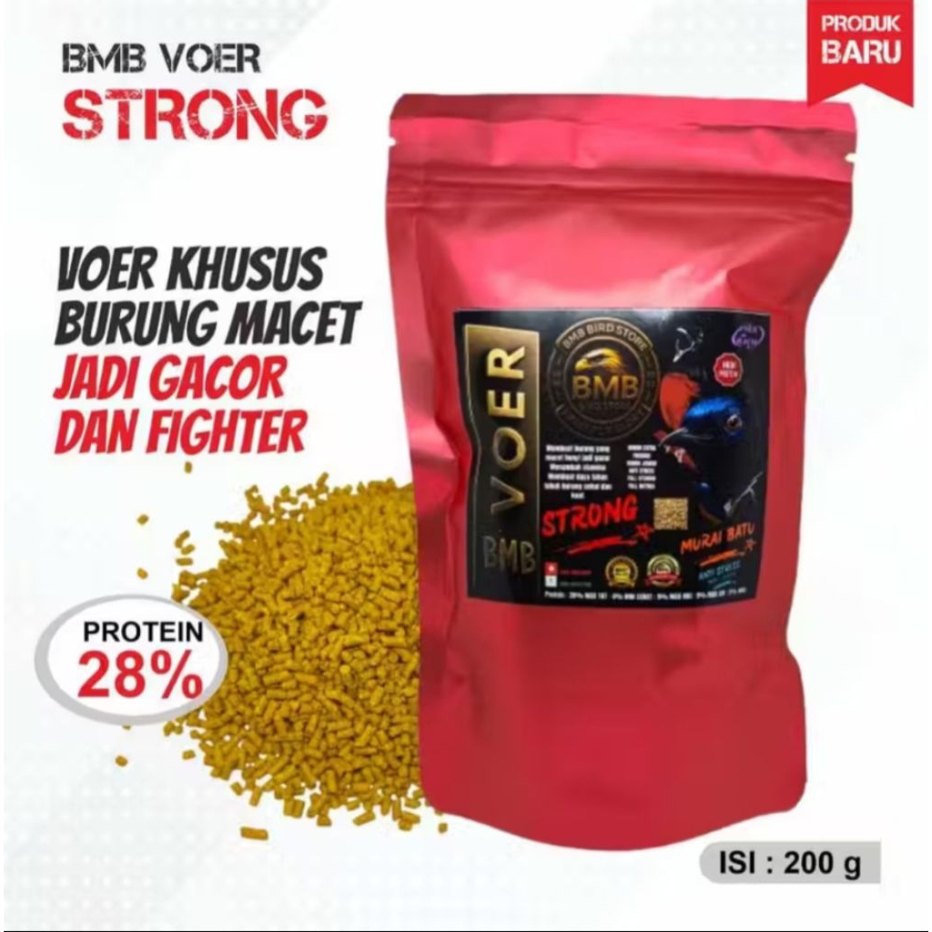 VOER BMB STRONG PAKAN KHUSUS MURAI BATU BERPROTEIN TINGGI COCOK UNTUK BURUNG YANG KURANG FIGHTER