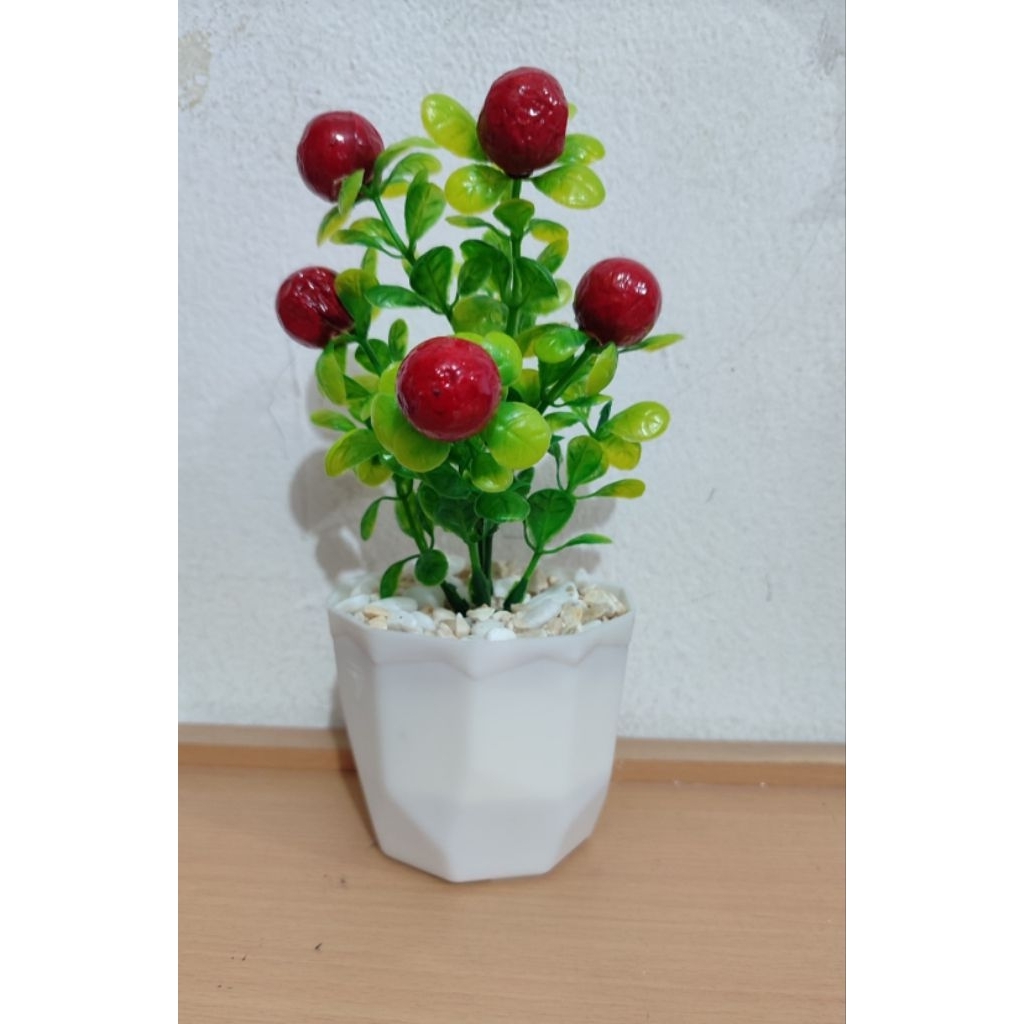 Bunga Plastik Hias + Tempat Bunga / Vas Bunga Plastik – Dekorasi Rumah, Meja Tamu, Ruang Tamu, Kamar