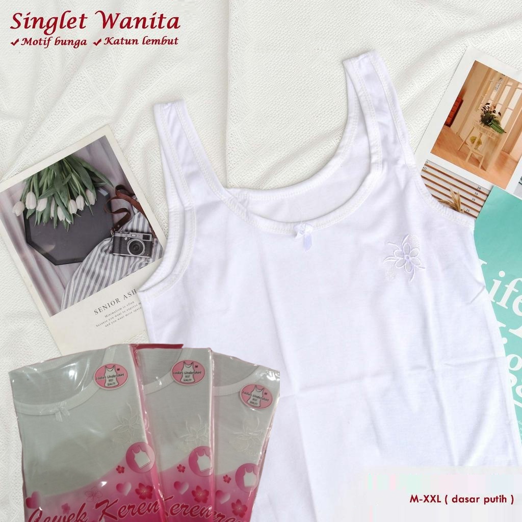 Tank top Putih Polos Singlet Anak Remaja Wanita Kaos Dalam Katun