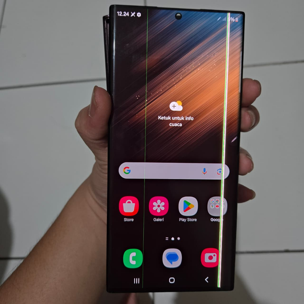 LCD SAMSUNG S22 ULTRA ORIGINAL MINUS GARIS GREENLINE