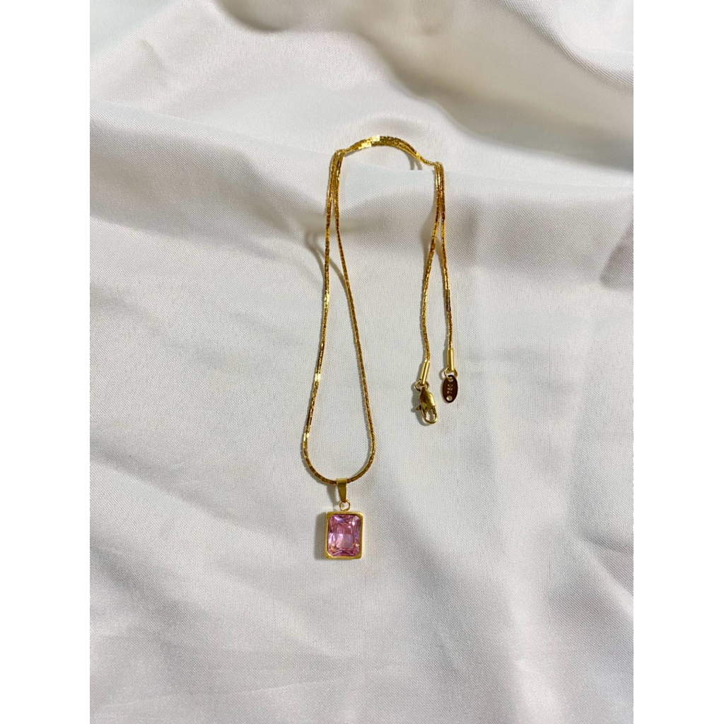 kalung italy santa permata pinkk cantik kait lobster embos 750/kalung premium/titanium premium