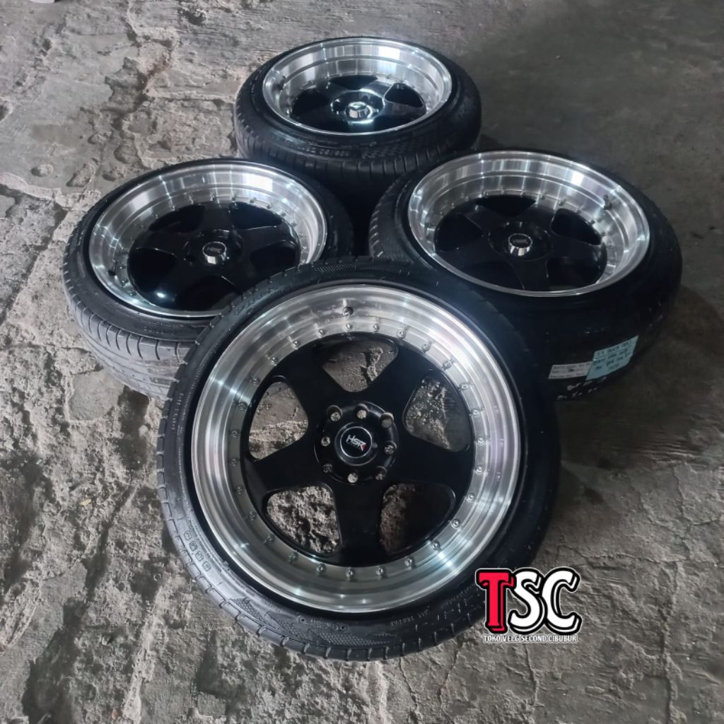 VELG SECOND | HSR BURN R17 MODEL CELONG LEBAR 8/9 PCD 4X100-114.3 PLUS BAN ACCELERA